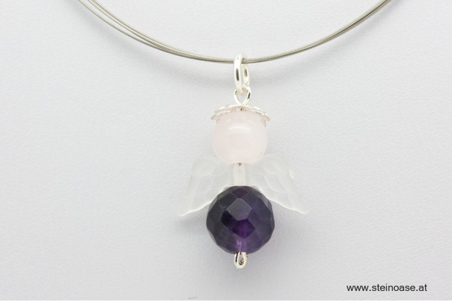 Schutzengel  Rosenquarz + Amethyst fac.